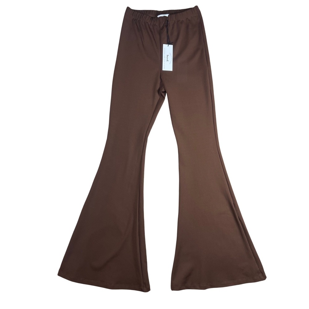Boyed Brown Flare Bell Bottom Pants High Rise Stretch Size S Made in USA NWT